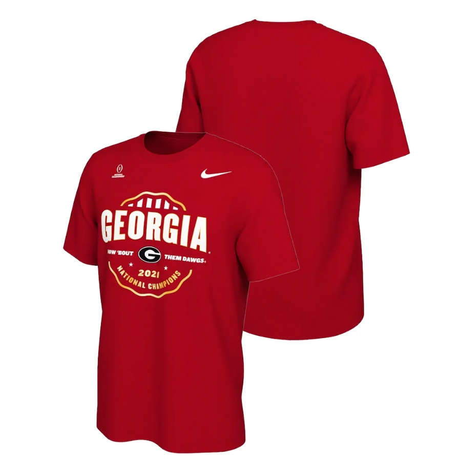 Georgia Bulldogs Men's NCAA Red Champions 2021 CFP National Celebration College Football T-Shirt OHE8549FB